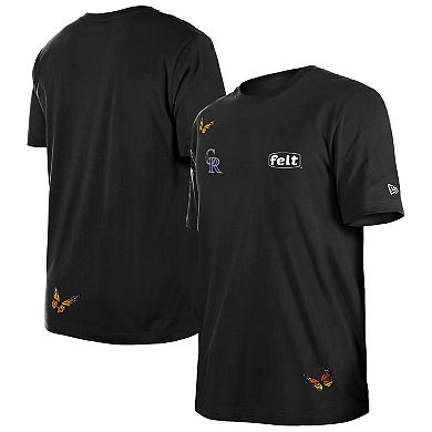 Men's��New Era x Felt Black Colorado Rockies T-Shirt