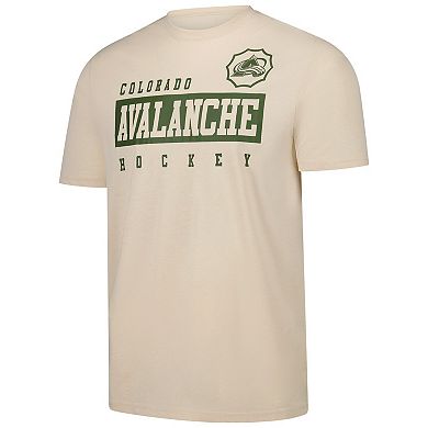 Men's Levelwear Nathan MacKinnon Khaki Colorado Avalanche 2024 NHL Military Appreciation Richmond Delta Player Name & Number T-Shirt