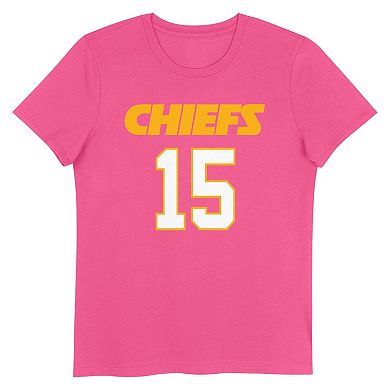 Girls Youth Patrick Mahomes Pink Kansas City Chiefs Player Name & Number T-Shirt