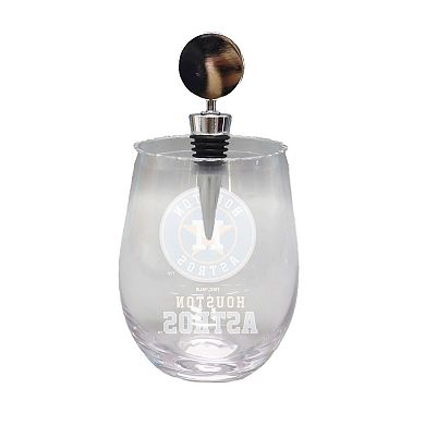 The Memory Company Houston Astros 15oz. Stemless Tumbler With Wine Bottle Stopper