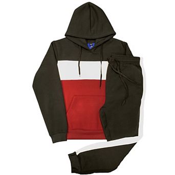 Men’s 2 pc Winter Fleece Sweatsuit Pullover Hoodie & Jogger Sweatpants