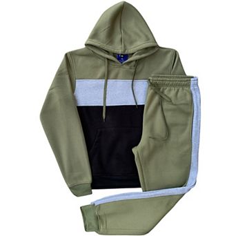 Men’s 2 pc Winter Fleece Sweatsuit Pullover Hoodie & Jogger Sweatpants