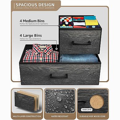 Sorbus 8 Drawers Dresser With Steel Frame, Wood Top - Storage For Bedroom, Closet, Office