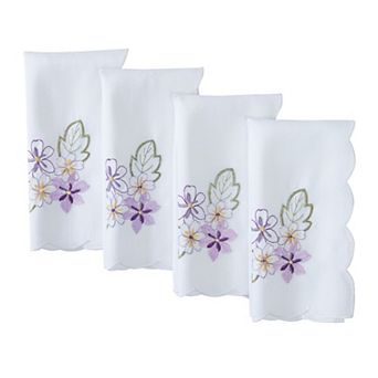 Spring Hydrangea Floral Cutwork Napkins, 17"x17", Set of 4