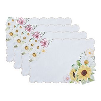 Sunflower and Daisies Placemats, 13"x19", Set of 4