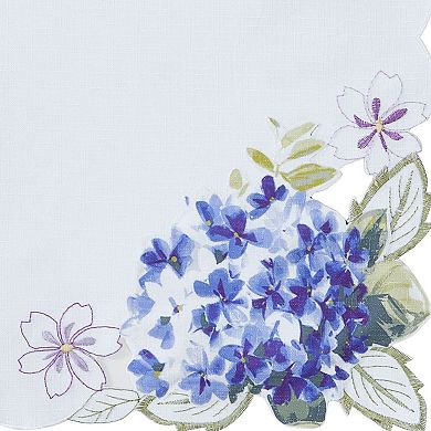 Spring Hydrangea Floral Cutwork Placemats, 13"x19", Set of 4