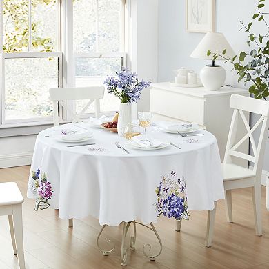 Spring Hydrangea Floral Cutwork 70" Round Tablecloth
