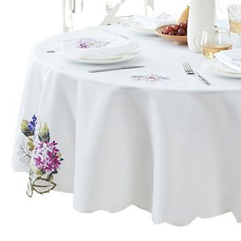 Spring Hydrangea Floral Cutwork 60"x84" Oval Tablecloth