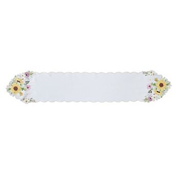 Sunflower and Daisies Cutwork Table Runner, 13"x70"