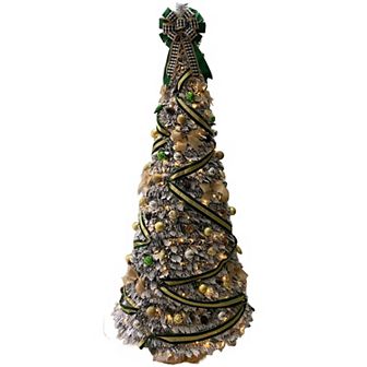 BrylaneHome 7 1/2’H Pre-Lit Flocked Pop-Up Tree