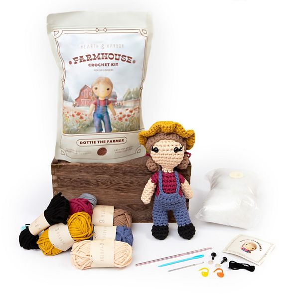 Hearth & Harbor Amigurumi Crochet Kit for Beginners Adults and Kids - Dottie The Farmer
