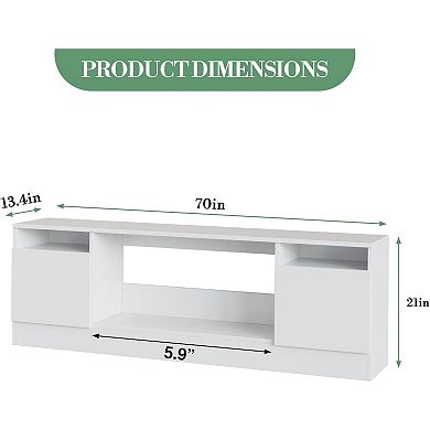 Modern TV Stand With Storage Cabinet - Fits 36'' Electric Fireplace