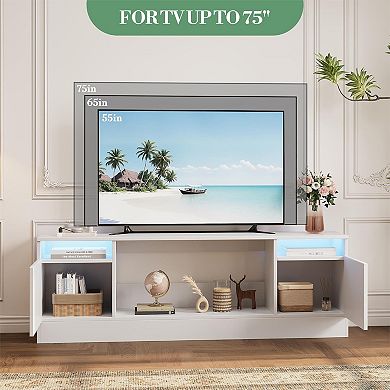 Modern TV Stand With Storage Cabinet - Fits 36'' Electric Fireplace