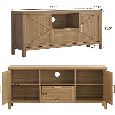 Farmhouse TV Stand for TVs Up to 65 Inch, Entertainment Center with Door
