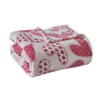 Kate Aurora Valentine's Day Floral Hearts Ultra Soft and Plush Accent Throw Blanket