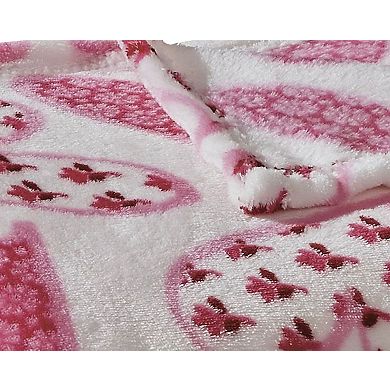 Kate Aurora Valentine's Day Floral Hearts Ultra Soft and Plush Accent Throw Blanket