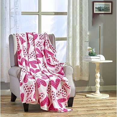 Kate Aurora Valentine's Day Floral Hearts Ultra Soft and Plush Accent Throw Blanket