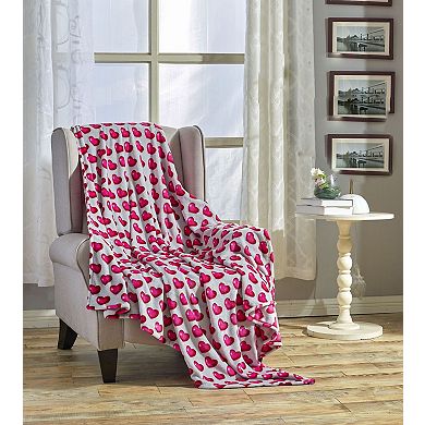 Kate Aurora Valentine's Day Emoji Hearts Ultra Soft and Plush Accent Throw Blanket