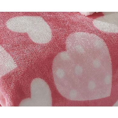 Kate Aurora Valentine's Day Pink Polka Dot Hearts Ultra Soft and Plush Accent Throw Blanket