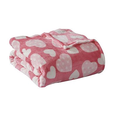 Kate Aurora Valentine's Day Pink Polka Dot Hearts Ultra Soft and Plush Accent Throw Blanket