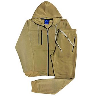 Men’s Warm Winter Tech Fleece Sweat Jacket Sweatpants Jogger Outfit