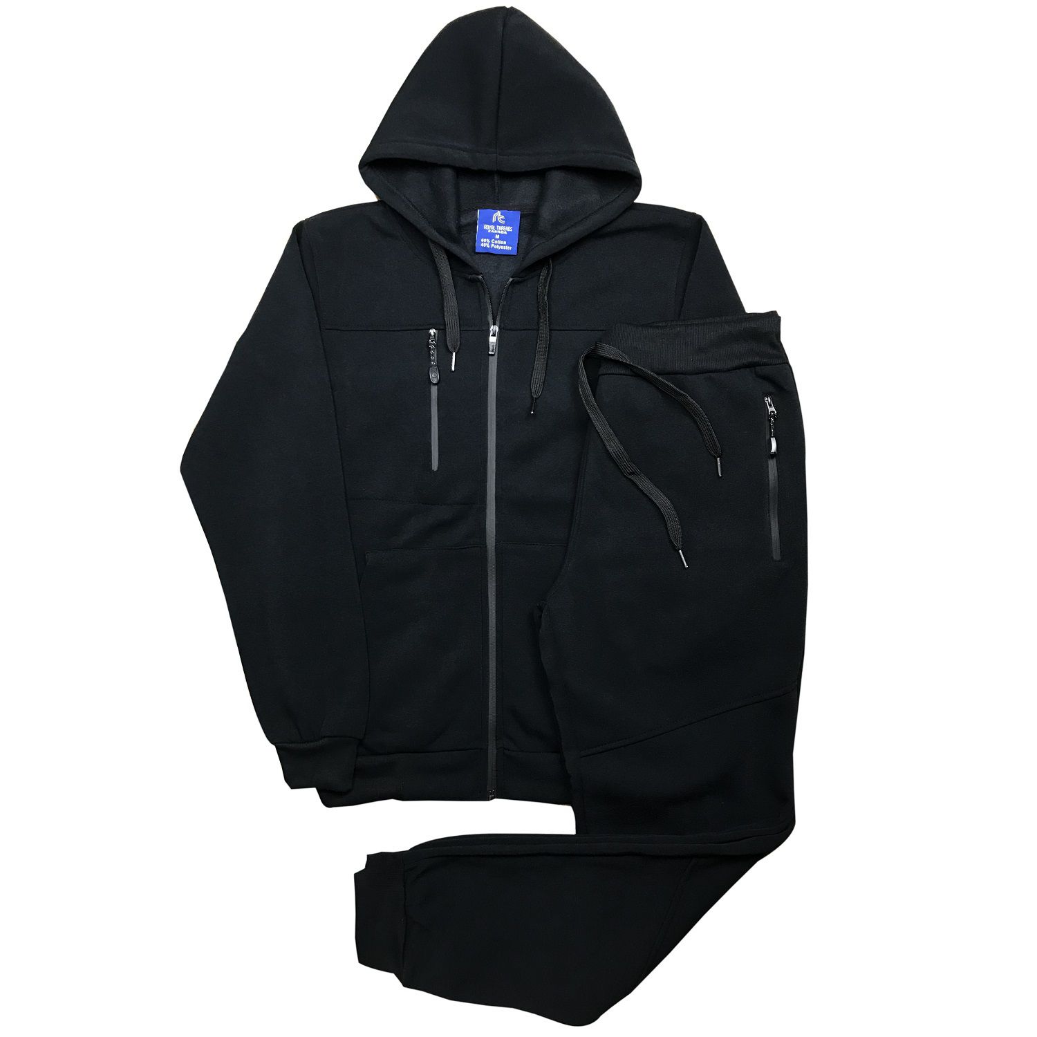 Men's Warm Winter Tech Fleece Sweat Jacket Sweatpants Jogger Outfit