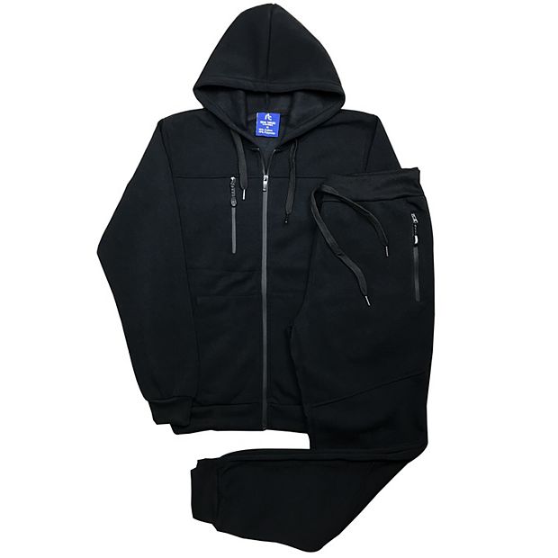 Men's Warm Winter Tech Fleece Sweat Jacket Sweatpants Jogger Outfit