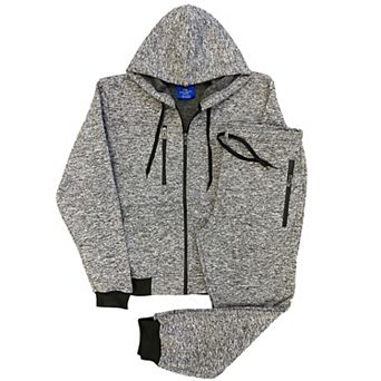 Men’s Warm Winter Tech Fleece Sweat Jacket Sweatpants Jogger Outfit