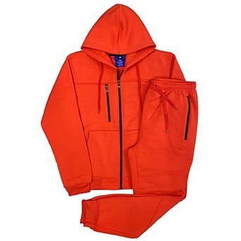 Men’s Warm Winter Tech Fleece Sweat Jacket Sweatpants Jogger Outfit