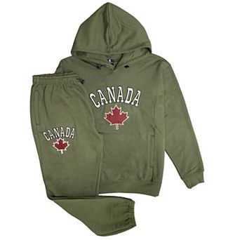 Men Classic Pullover Canada Print Sweatsuit