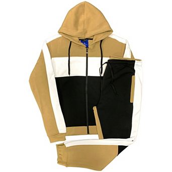 Mens' Jogger Sweatsuit 2 pc Color Block Sweat jacket Sweatpants Fleece suit