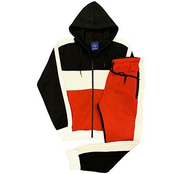 Mens' Jogger Sweatsuit 2 pc Color Block Sweat jacket Sweatpants Fleece suit