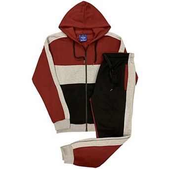 Mens' Jogger Sweatsuit 2 pc Color Block Sweat jacket Sweatpants Fleece suit