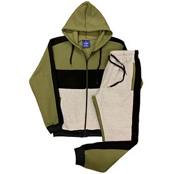 Mens' Jogger Sweatsuit 2 pc Color Block Sweat jacket Sweatpants Fleece suit
