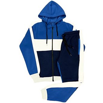 Mens' Jogger Sweatsuit 2 pc Color Block Sweat jacket Sweatpants Fleece suit