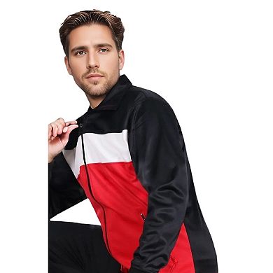 Men's 2-Piece Tracksuit Coral Blocks Jogger Track Jacket & Trackpants Outfit