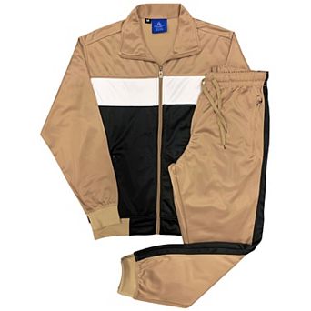 Men's 2 pc Tracksuit Coral Blocks Jogger Track Jacket & Trackpants Outfit