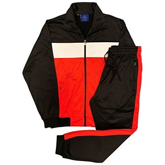 Men's 2 pc Tracksuit Coral Blocks Jogger Track Jacket & Trackpants Outfit
