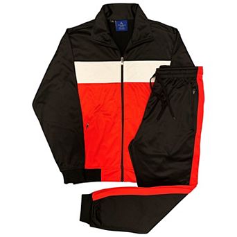 Men's 2 pc Tracksuit Coral Blocks Jogger Track Jacket & Trackpants Outfit