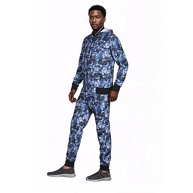 Men’s Print Design Fleece Suit Sweat Jacket & Sweatpants Jogging Set