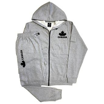 Men Fleece Jogger Canada Theme Sweatsuit with utility Cargo Pockets Outfit