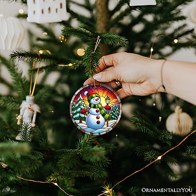 Radiant Sunset Glow Snowman Ornament, Frosty Guardian for Holiday Cheer Gift and Decor