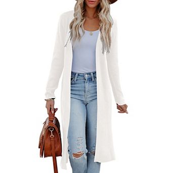 Womens Long Cardigans Open Front Maxi Cardigan Sweaters Casual Fall Side Slit Knitted Sweater Coat