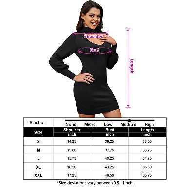 Women's High Neck Sweater Dress Long Sleeve Backless Cut Out See Through Cable Knitted Turtleneck