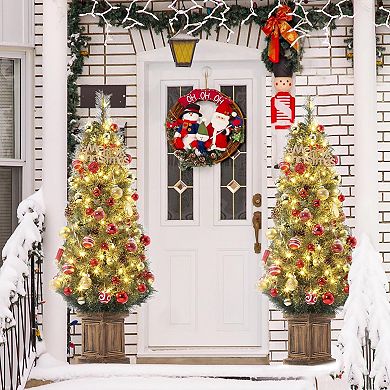4.5 FT Christmas Tree Set of 2, Pre-lit Artificial Christmas Tree with 108 Warm LED Light