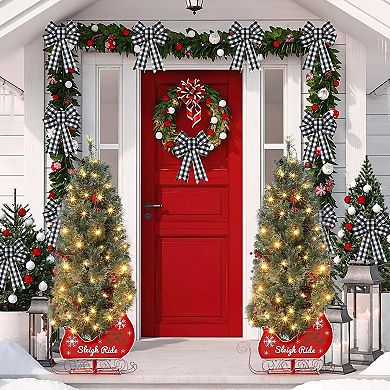 4.5FT Christmas Tree with 85 Lights, Pre-Lit Artificial Mini Christmas Tree with 8 Mode