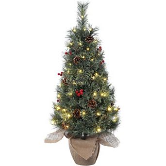 3 Ft Christmas Tree, Small Christmas Tree, Table Top Xmas Tree Decoration with Warm White Lights