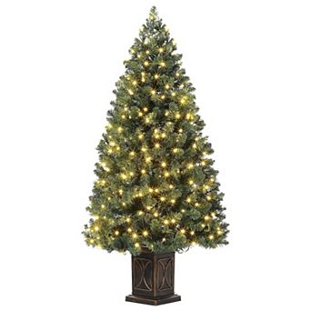 4.5 Ft Artificial Fiber Optic Christmas Tree, Pre-Lit Christmas Tree with 300 Led Lights