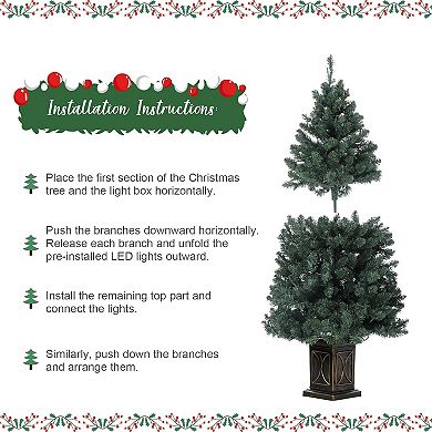 4.5 Ft Artificial Fiber Optic Christmas Tree, Pre-Lit Christmas Tree with 300 Led Lights