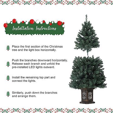 4.5 FT Artificial Fiber Optic Christmas Tree, Pre-Lit Christmas Tree with Antique Urn Base